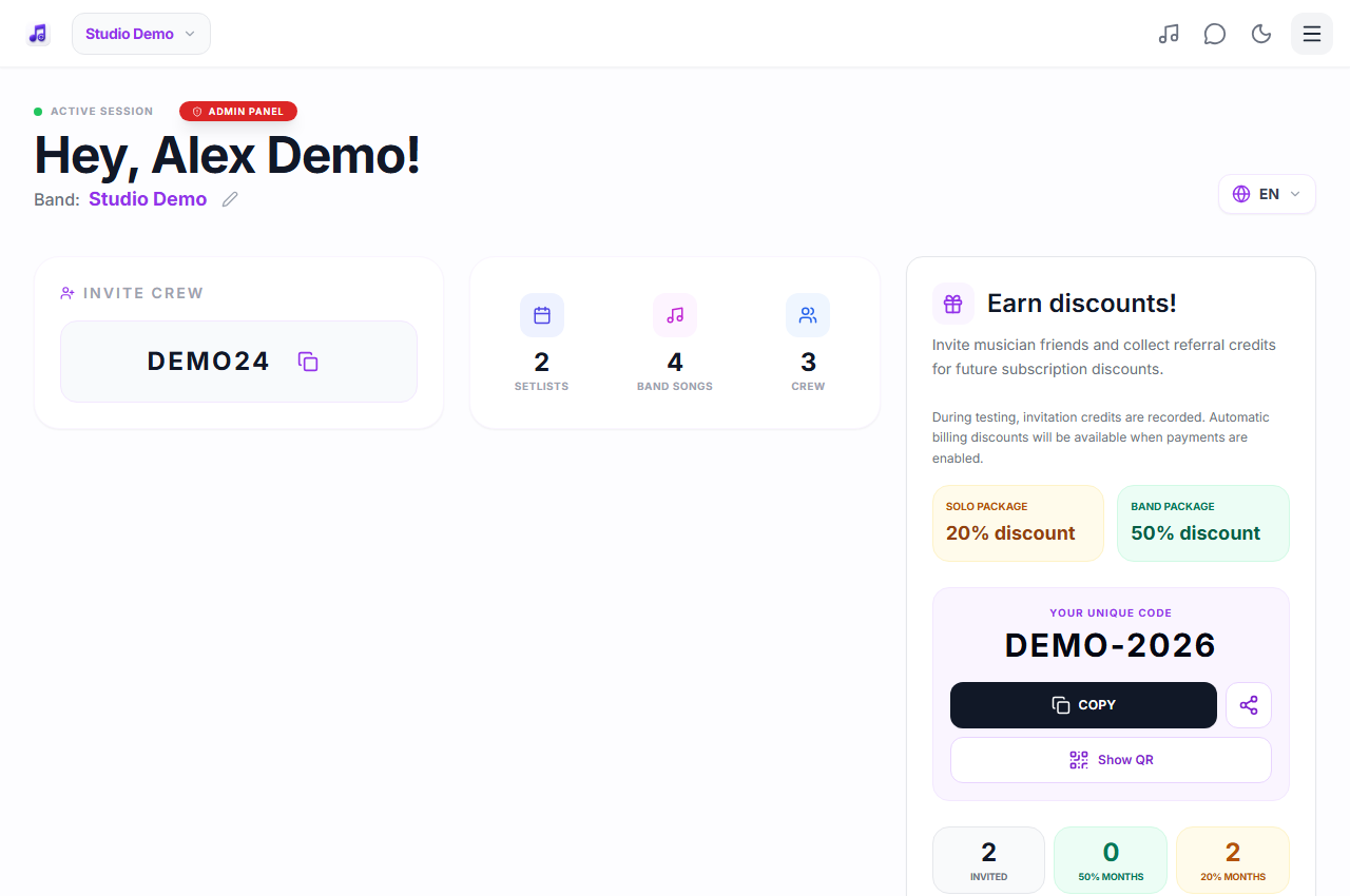 Band overview and referrals · Desktop